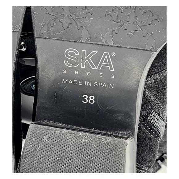 SKA Shoes Suede Leather Buckle Ankle Bootie Black Made in Spain - Picture 10 of 11
